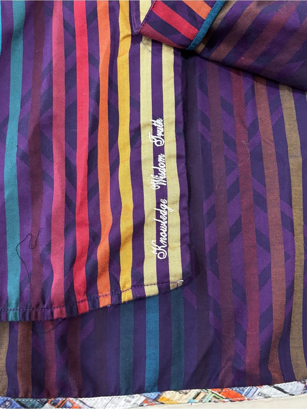 ROBERT GRAHAM Shirt Mens 3XL Tailored Multi Striped Flip Cuff Button Up Party - Picture 7 of 10
